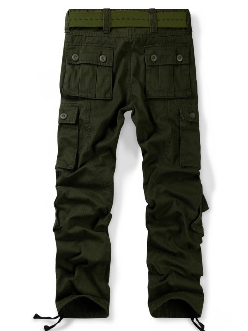 OCHENTA Men's Cotton Casual Cargo Work Pants with 8 Pockets Military Tactical Combat Army Green 36 - Image 4